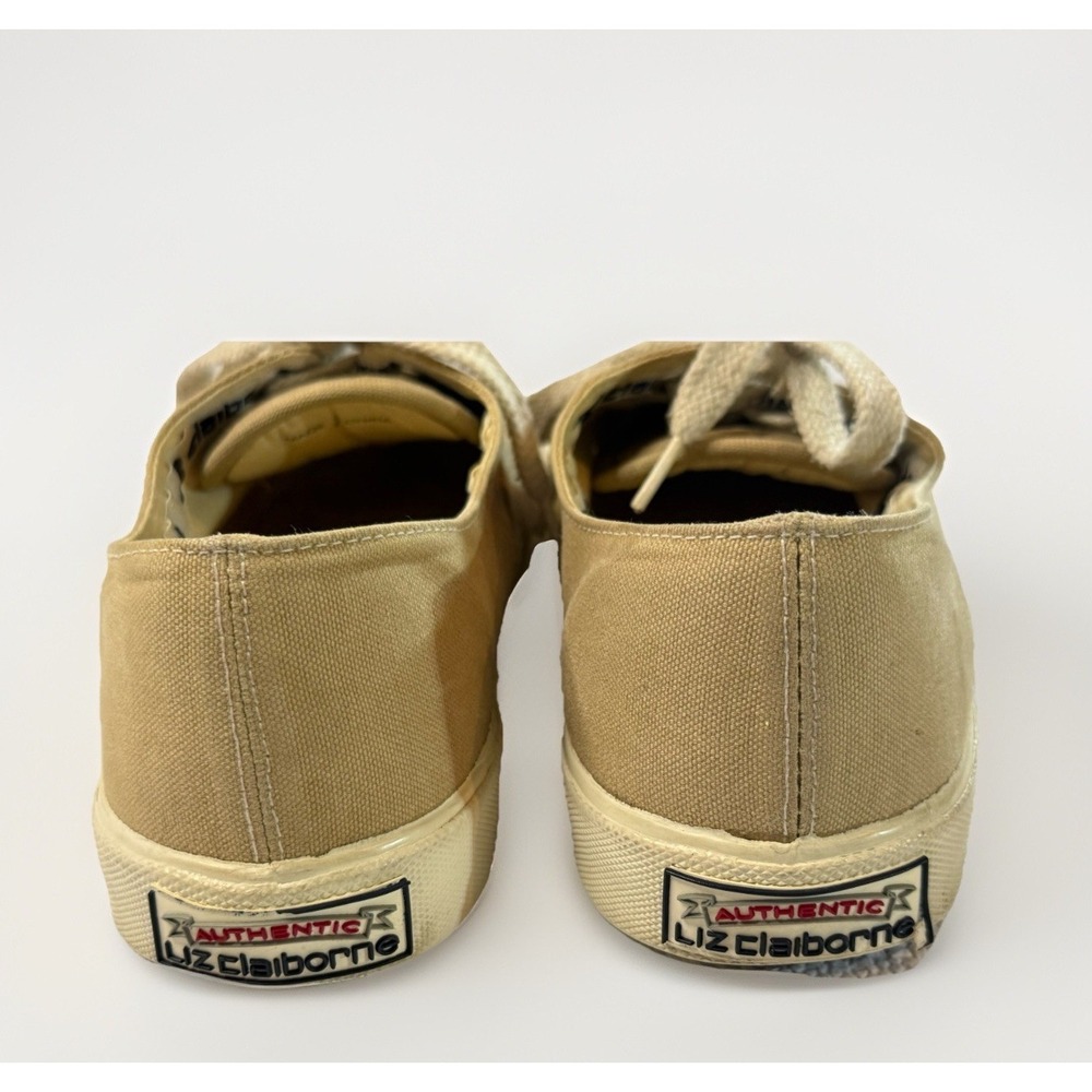 Liz Claiborne Tan Canvas Sneakers 9N Minimalist Casual Cottagecore - Picture 4 of 5